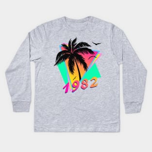 1982 Tropical Sunset Kids Long Sleeve T-Shirt